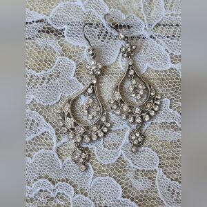 Monet Elegant Silver Chandelier Dangle Earrings